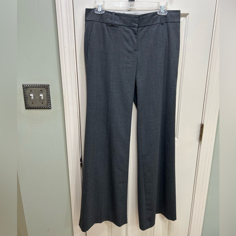 ANN TAYLOR size 4 gray wool wide leg dress pants fully lined x33.5” long